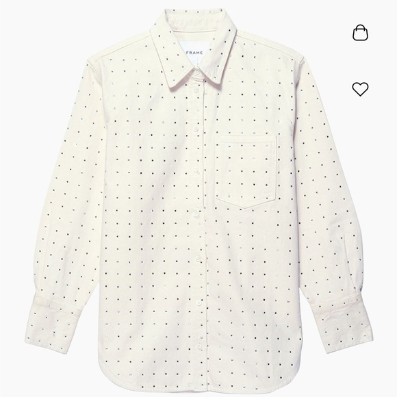 Frame Oversized Denim Rhinestone Shirt NWT - Picture 7 of 8